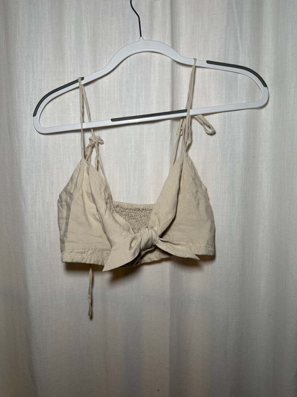 Tie-Front Cream Summer Tank Top